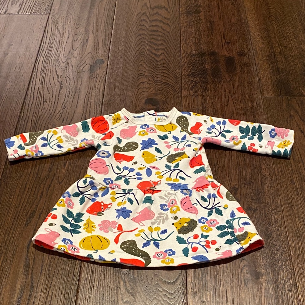 Mini Boden Long Sleeve Floral & Animal Print Dress -
